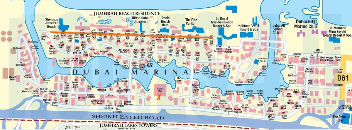 JBR мапата Дубаи