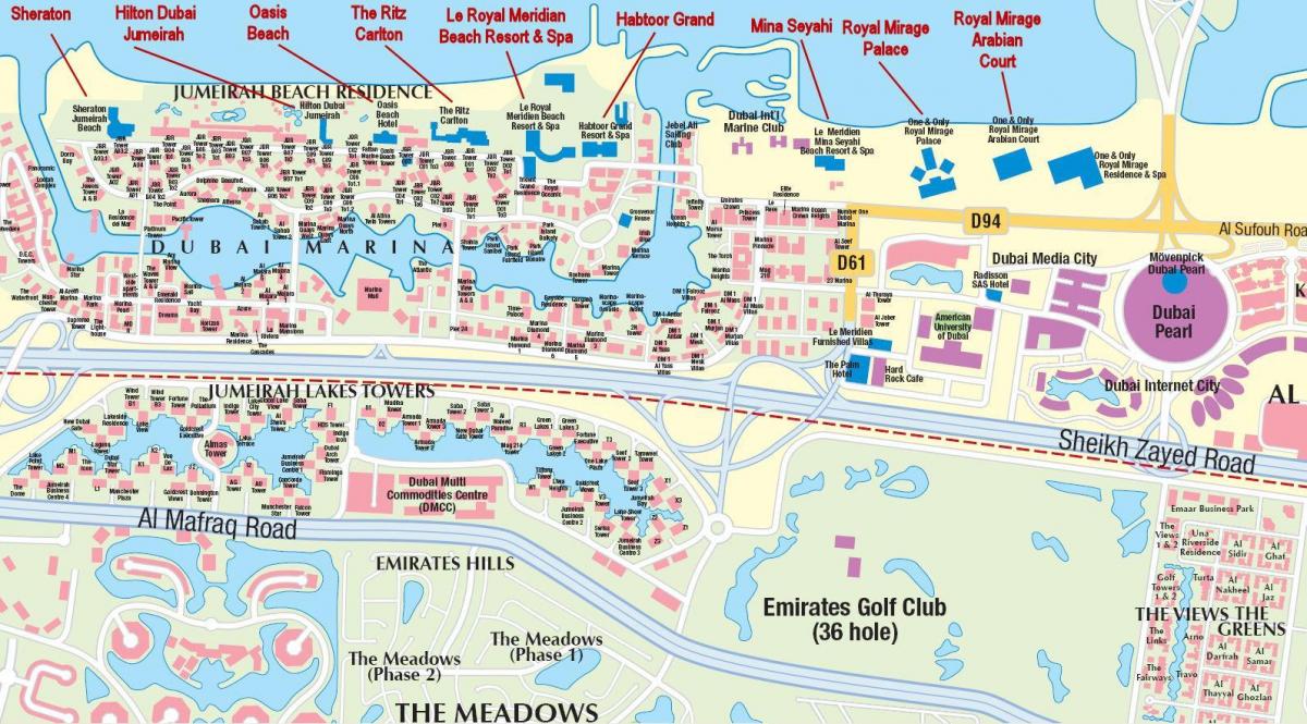 карта на Jumeirah плажа во Дубаи