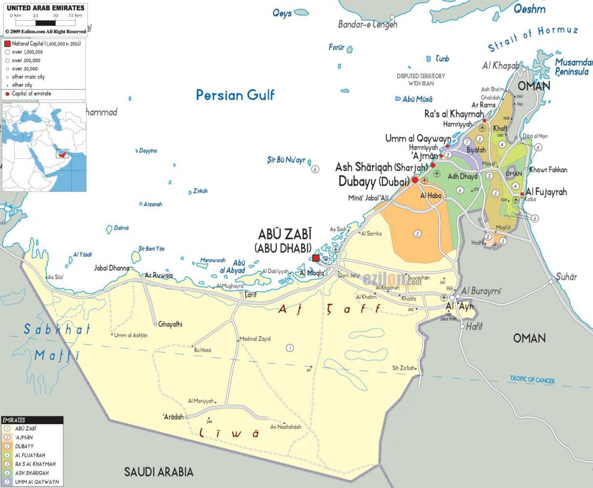 карта на Дубаи ОАЕ