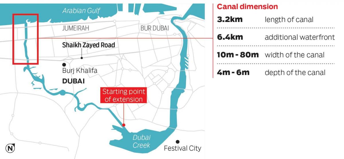карта на Дубаи канал