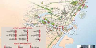 Дубаи вода такси за маршрутата на мапата